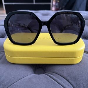 Marc Jacobs Hexagonal Black and Gold Sunglasses New